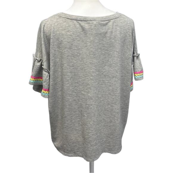 Hand Printed Upcycled Womens XL She Is Me Loved Worthy Enough Bell Sleeve Top - Picture 4 of 5